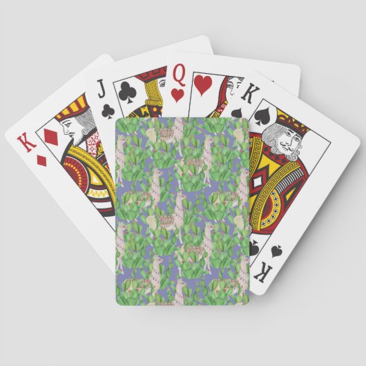 Waterverf Llama en Catus Pattern Pokerkaarten (Achterkant)