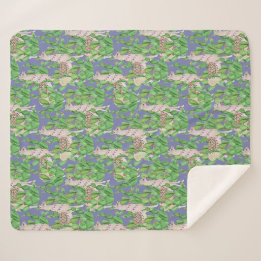 Waterverf Llama en Catus Pattern Sherpa Deken (Voorkant (horizontaal))