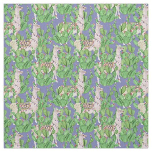 Waterverf Llama en Catus Pattern Stof (Swatch)