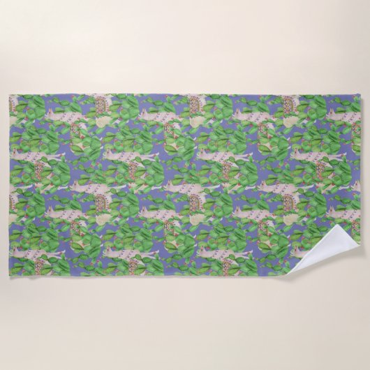 Waterverf Llama en Catus Pattern Strandlaken (Voorkant)