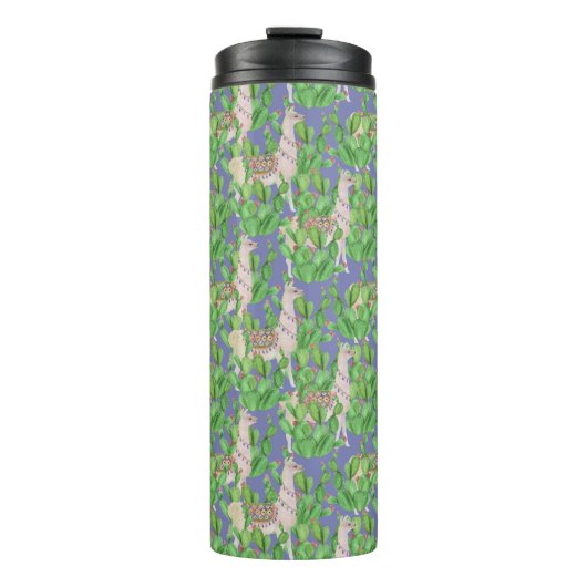 Waterverf Llama en Catus Pattern Thermosbeker (Voorkant)