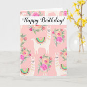 Waterverf Llama Floral Birthday Kaart (Gele Bloem)