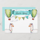 Waterverf Llama Hot Air Ballon Hartelijk dank Bedankkaart (Voorkant / Achterkant)