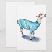 Waterverf Llama in blauwe trui Briefpapier (Voorkant / Achterkant)