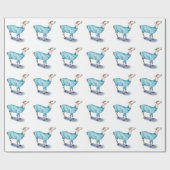 Waterverf Llama in blauwe trui Cadeaupapier (Vlak)