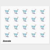 Waterverf Llama in blauwe trui Ronde Sticker (Vel)