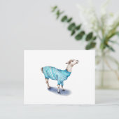 Waterverf Llama in Blue Sweater Briefkaart (Staand voorkant)