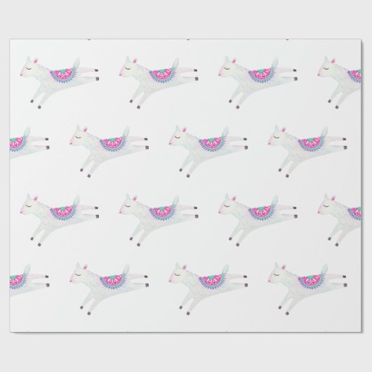 Waterverf Llama Kinderen Birthday Party Cadeaupapier (Vlak)