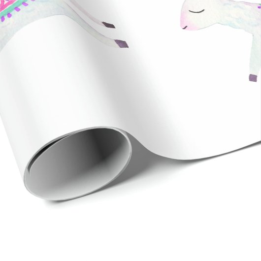 Waterverf Llama Kinderen Birthday Party Cadeaupapier (Rol Hoek)