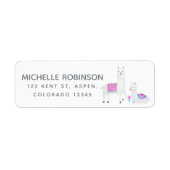 Waterverf Llama Kinderen Birthday Party Etiket (Voorkant)