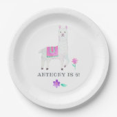 Waterverf Llama Kinderen Birthday Party Papieren Bordje (Voorkant)