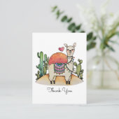 Waterverf Llama met cactus Briefkaart (Staand voorkant)