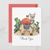 Waterverf Llama met cactus Briefkaart (Voorkant / Achterkant)