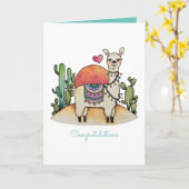 Waterverf Llama met cactus Kaart (Gele Bloem)