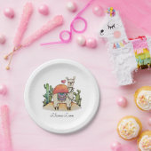 Waterverf Llama met cactus Papieren Bordje (Feest)