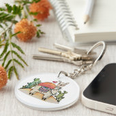 Waterverf Llama met cactus Sleutelhanger (Voorkant Rechts)