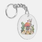 Waterverf Llama met cactus Sleutelhanger (Voorkant Links)