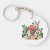 Waterverf Llama met cactus Sleutelhanger (Voorkant)