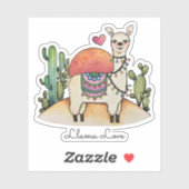 Waterverf Llama met cactus Sticker (Vel)