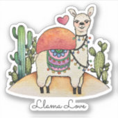 Waterverf Llama met cactus Sticker (Voorkant)