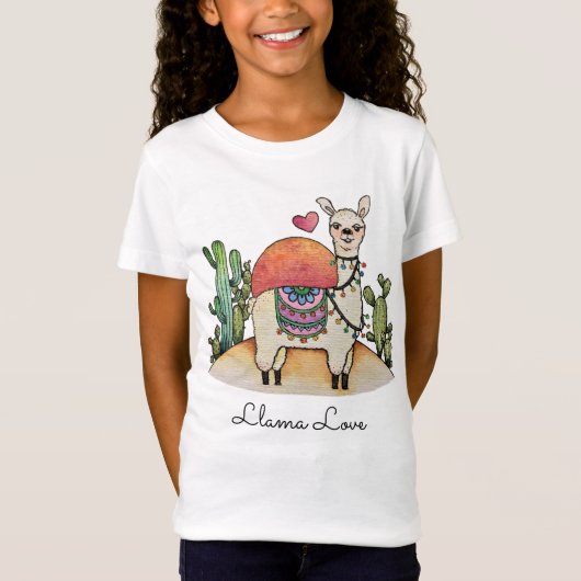 Waterverf Llama met cactus T-shirt (Voorkant)