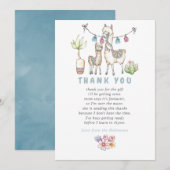 Waterverf Llama over het Baby shower Dank u wel Bedankkaart (Voorkant / Achterkant)