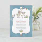 Waterverf Llama over het Baby shower Uitnodiging (Staand voorkant)