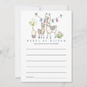Waterverf Llama thema Baby shower Mam Advice Kaart (Voorkant)