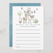 Waterverf Llama thema Baby shower Mam Advice Kaart (Voorkant / Achterkant)