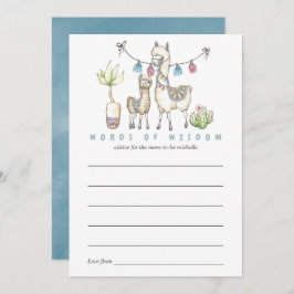 Waterverf Llama thema Baby shower Mam Advice Kaart