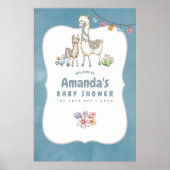 Waterverf Llama thema Baby shower Welkom Poster (Voorkant)