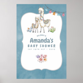 Waterverf Llama thema Baby shower Welkom Poster