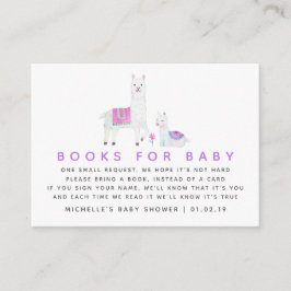 Waterverf Llama - themed Baby shower Books for Bab Informatiekaartje
