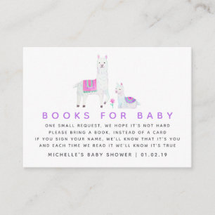 Waterverf Llama - themed Baby shower Books for Bab Informatiekaartje
