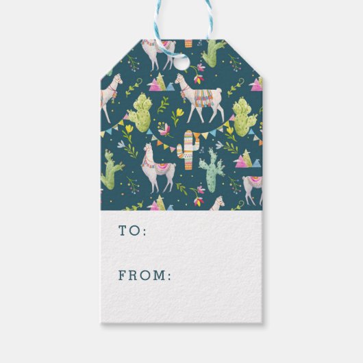 Waterverf Llama-vlagpatroon Cadeaulabel (Voorkant)