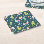 Waterverf Llama-vlagpatroon Kartonnen Onderzetters (Schuin)