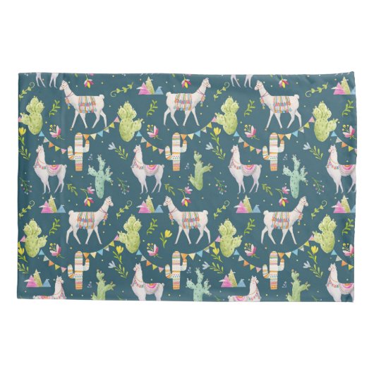Waterverf Llama-vlagpatroon Kussensloop (Achterkant-Links)