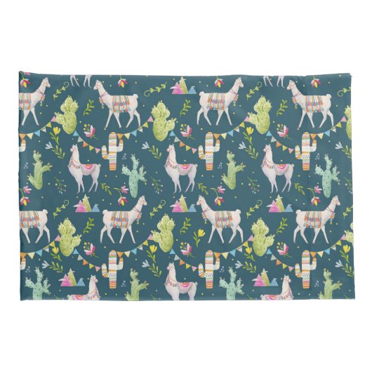 Waterverf Llama-vlagpatroon Kussensloop (Achterkant-Rechts)