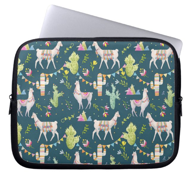 Waterverf Llama-vlagpatroon Laptop Sleeve (Voorkant)