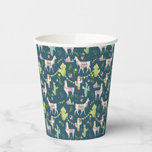 Waterverf Llama-vlagpatroon Papieren Bekers (Links)