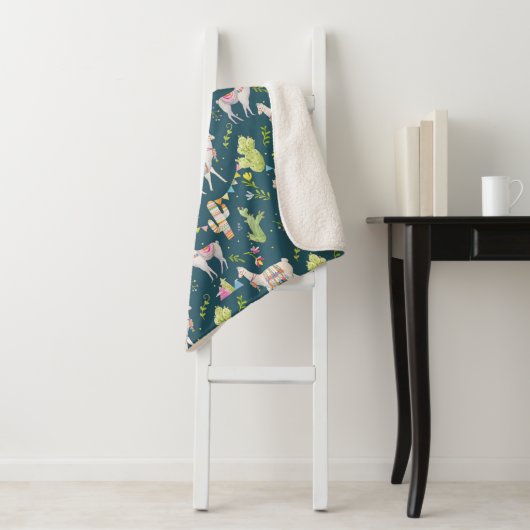 Waterverf Llama-vlagpatroon Sherpa Deken (In situ)