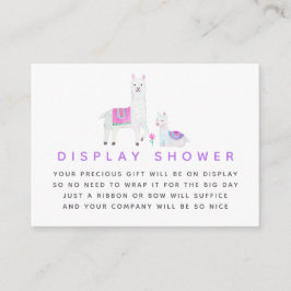 Waterverf Llama-vormig Baby shower Display Shower Informatiekaartje