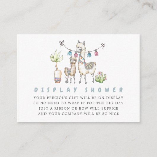 Waterverf Llama-vormig Baby shower Display Shower Informatiekaartje (Voorkant)