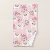 Waterverf Llama's op koraalroze Bad Handdoek (Handdoek)