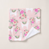Waterverf Llama's op koraalroze Bad Handdoek (Wasdoekje)