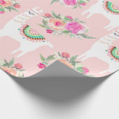 Waterverf Llama's op koraalroze Cadeaupapier (Hoek)