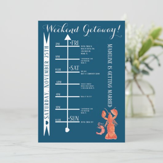 Waterverf Lobster Bachelorette Weekend Getaway Kaart (Staand voorkant)