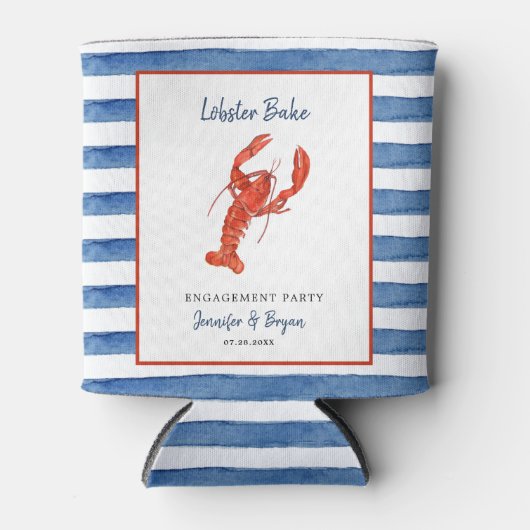 Waterverf Lobster Bake Engagement party Blikjeskoeler (Voorkant)