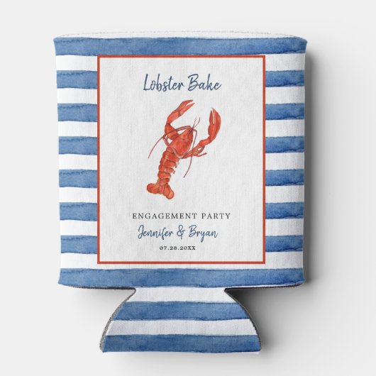 Waterverf Lobster Bake Engagement party Blikjeskoeler (Achterkant)