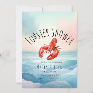 Waterverf Lobster Beach Party Baby shower Kaart